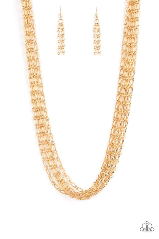 Dynamite Dynamo - Gold - Paparazzi Necklace Image