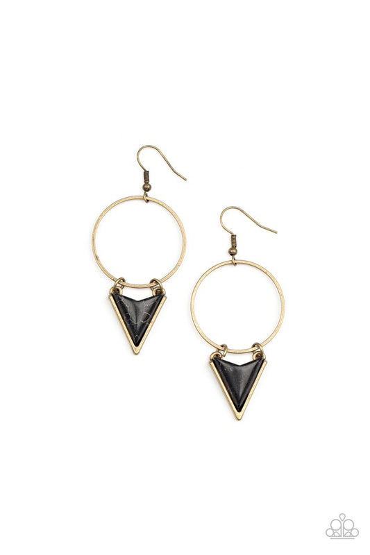 Sahara Shark - Brass - Paparazzi Earring Image