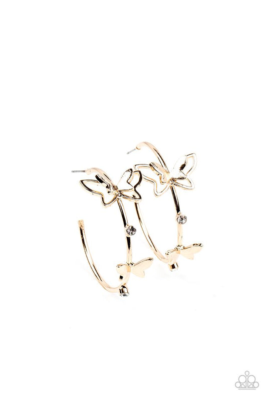 Full Out Flutter - Gold - Paparazzi Earring Image