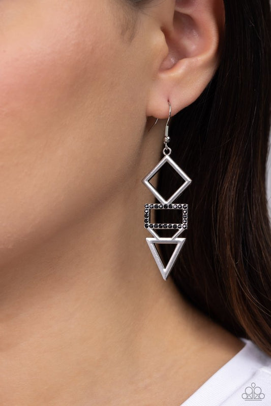 ​Glamorously Geometric - Black - Paparazzi Earring Image