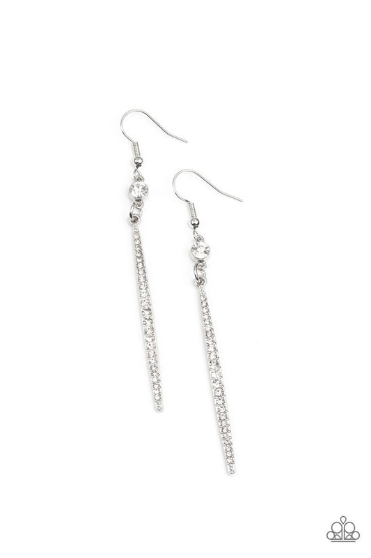 Skyscraping Shimmer - White - Paparazzi Earring Image