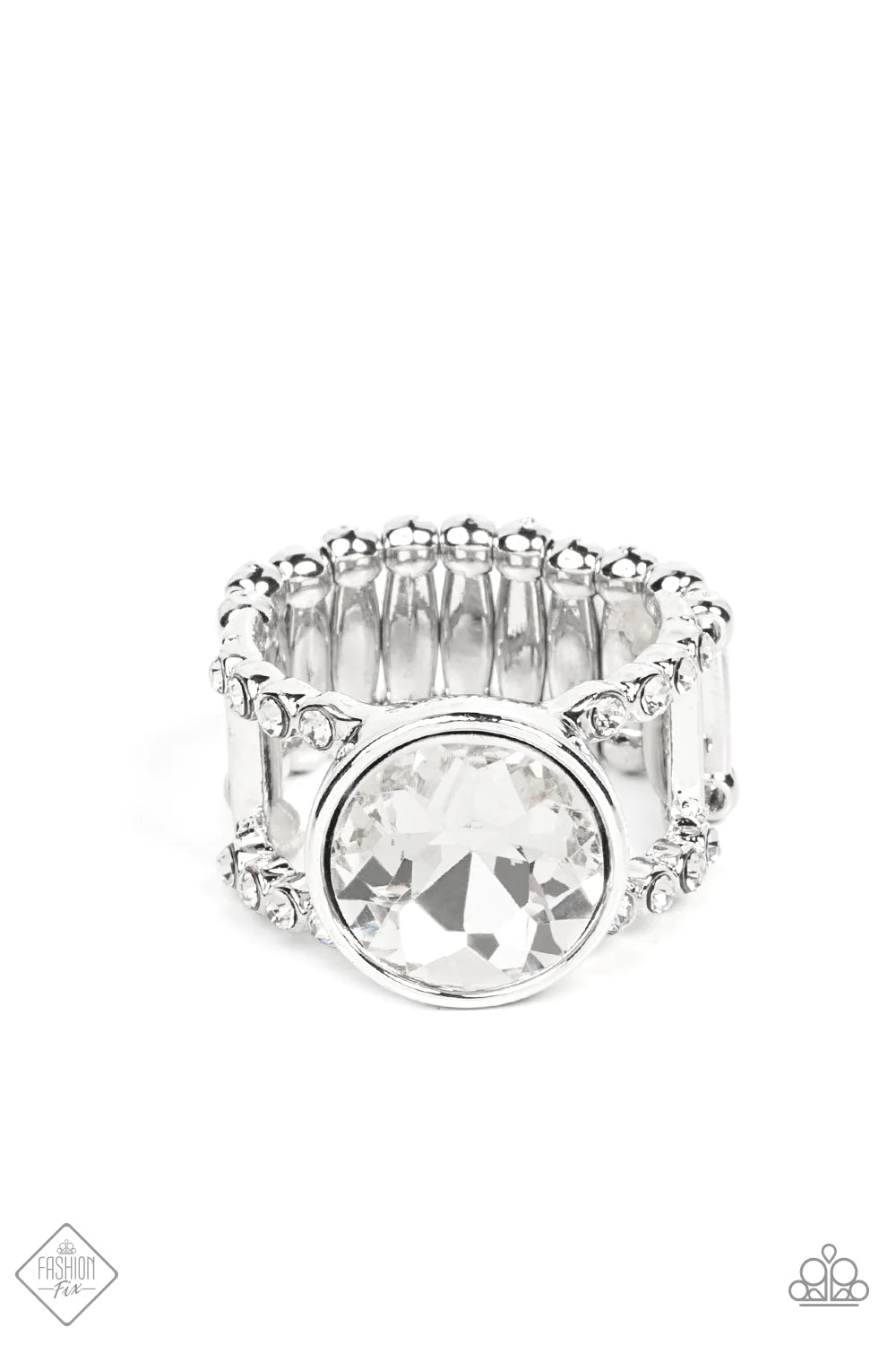 Anillo Paparazzi ~ High Roller Sparkle - Blanco