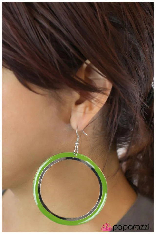 Paparazzi Earring ~ The Other Way Round - Green