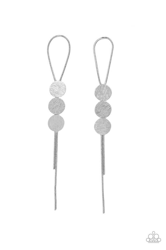 Bolo Beam - Silver - Paparazzi Earring Image