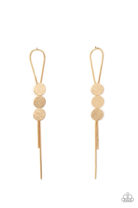 Bolo Beam - Gold - Paparazzi Earring Image