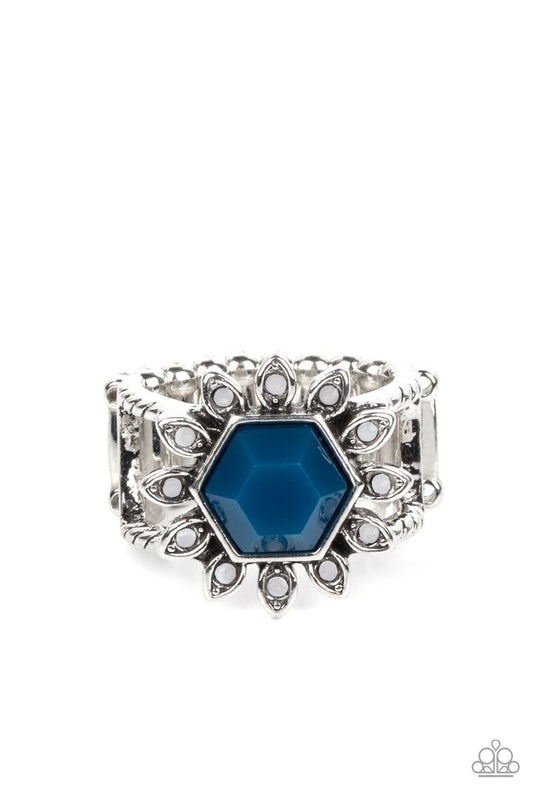 Wonderfully Wallflower - Blue - Paparazzi Ring Image