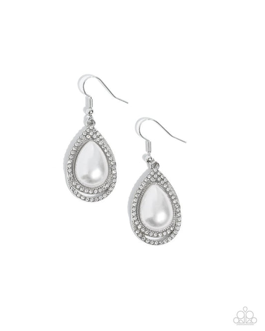Effortless Elegance - White - Paparazzi Earring Image