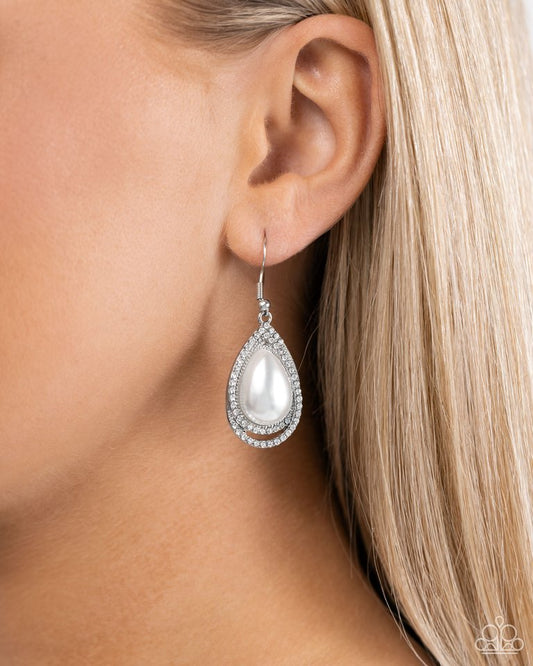 ​Effortless Elegance - White - Paparazzi Earring Image