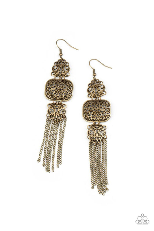 Eastern Elegance - Brass - Paparazzi Earring Image