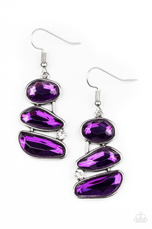 Gem Galaxy - Purple - Paparazzi Earring Image