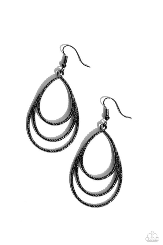 Trendy TIER-Drops - Black - Paparazzi Earring Image