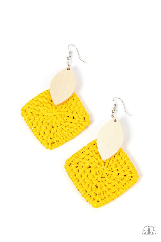 Sabbatical WEAVE - Yellow - Paparazzi Earring Image