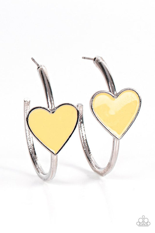 Kiss Up - Yellow - Paparazzi Earring Image