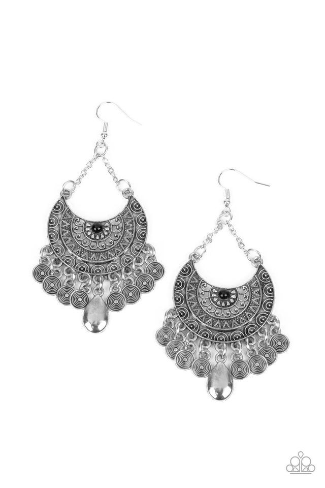 Lunar Allure - Black - Paparazzi Earring Image