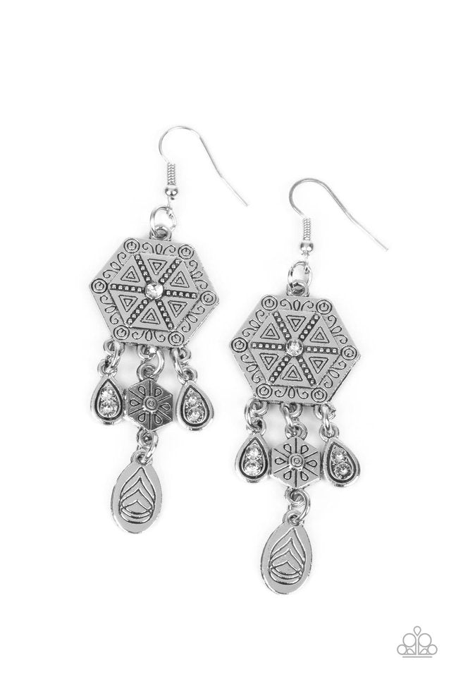 Dreamcatcher Delight - White - Paparazzi Earring Image