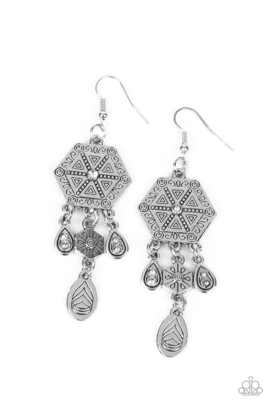 Dreamcatcher Delight - White - Paparazzi Earring Image