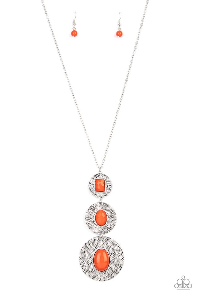 Vertical Talisman Necklace with Orange Cord