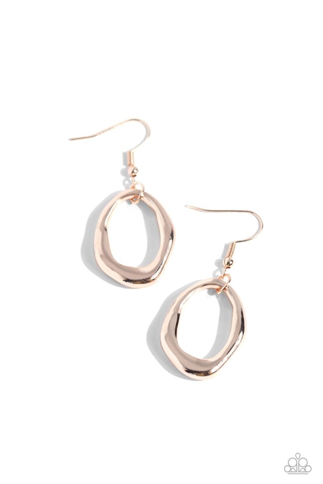 ​Asymmetrically Artisan - Rose Gold - Paparazzi Earring Image