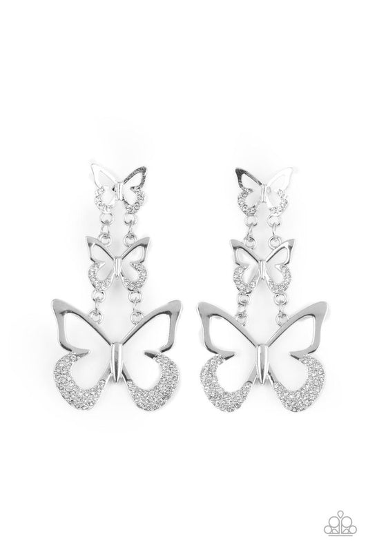 Flamboyant Flutter - White - Paparazzi Earring Image