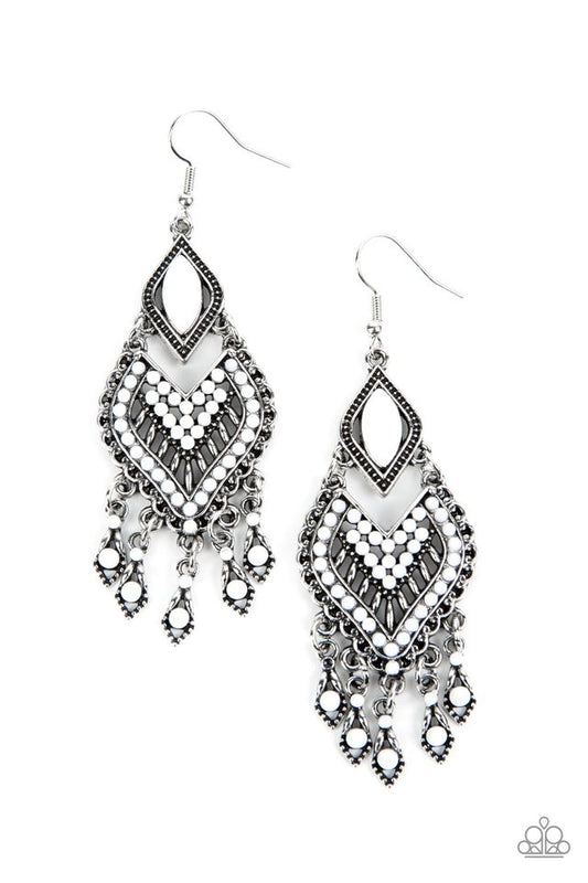 Dearly Debonair - White - Paparazzi Earring Image