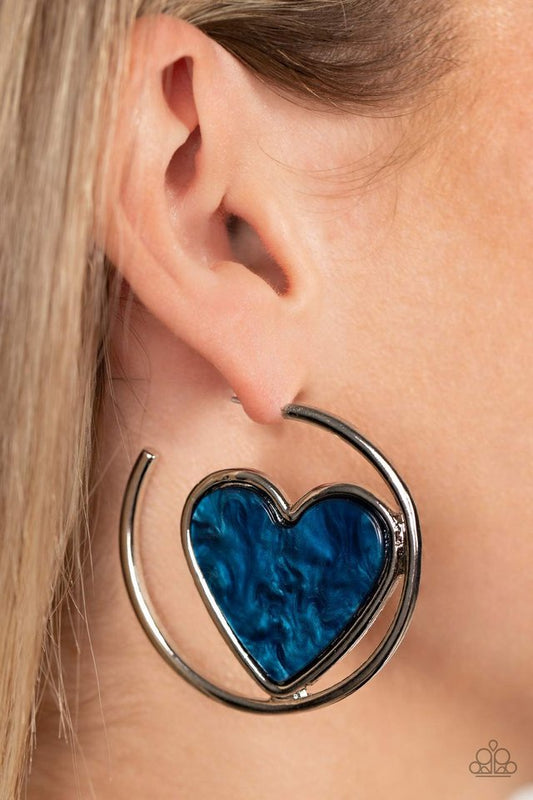 Smitten with You - Blue - Paparazzi Earring Image
