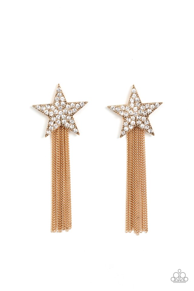 Superstar Solo - Gold - Paparazzi Earring Image