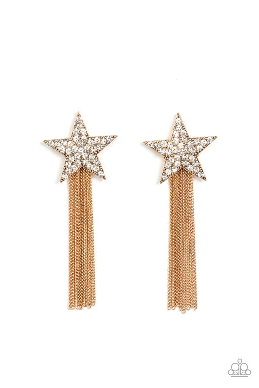 Superstar Solo - Gold - Paparazzi Earring Image