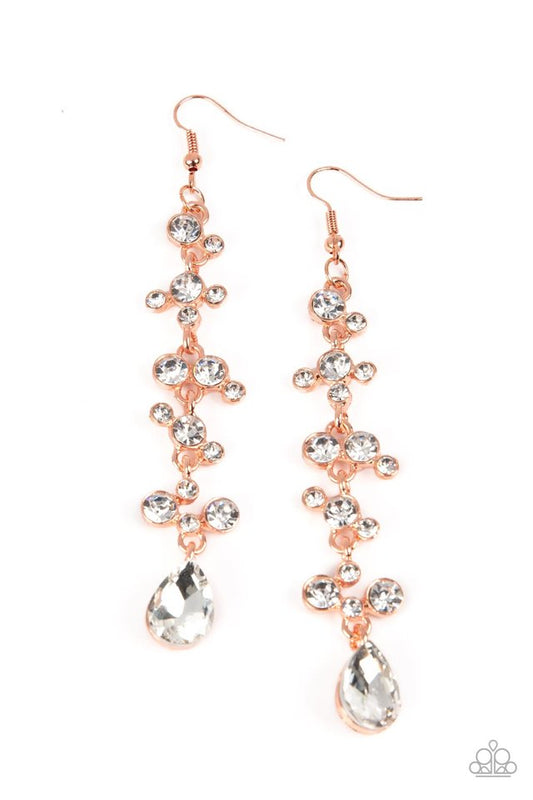 Wedding Day Dazzle - Copper - Paparazzi Earring Image