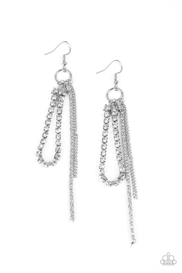 Swing Dance Dazzle - White - Paparazzi Earring Image