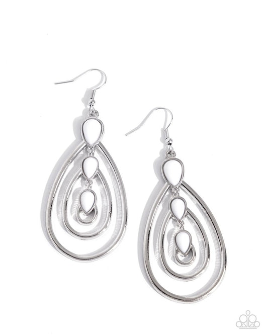 Sweat and TIERS - White - Paparazzi Earring Image