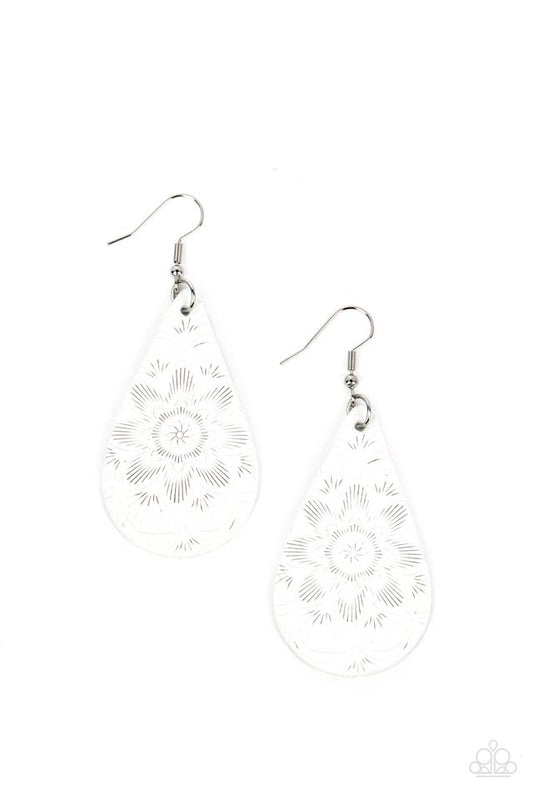 Subtropical Seasons - White - Paparazzi Earring Image
