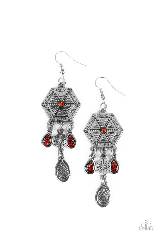 ​Dreamcatcher Delight - Orange - Paparazzi Earring Image