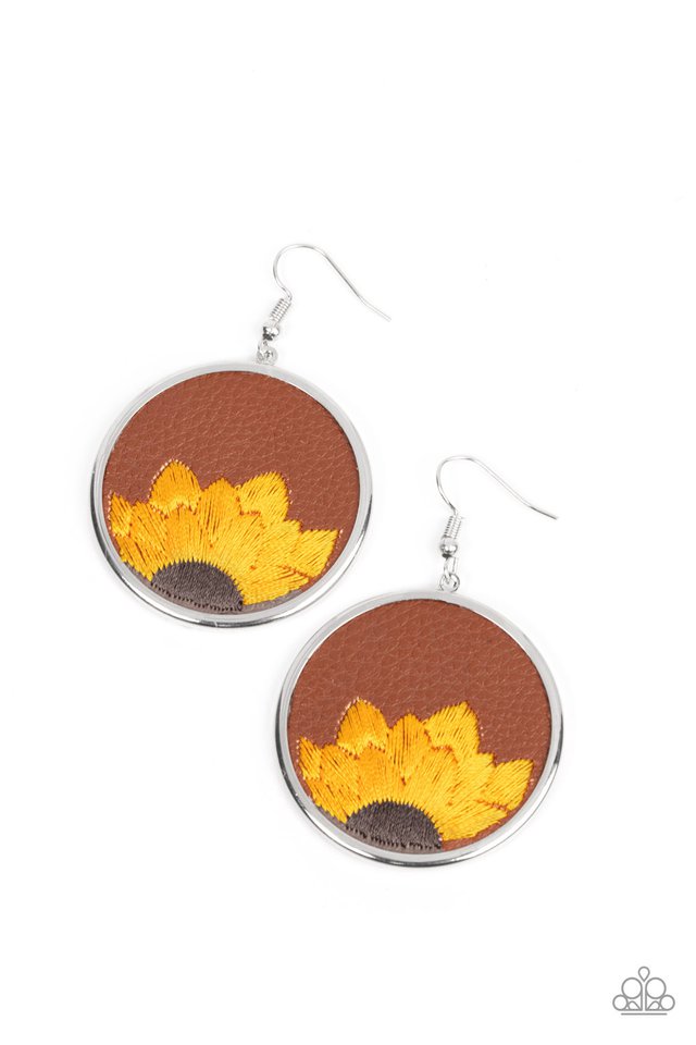 Sun-Kissed Sunflowers - Brown - Paparazzi Earring Image