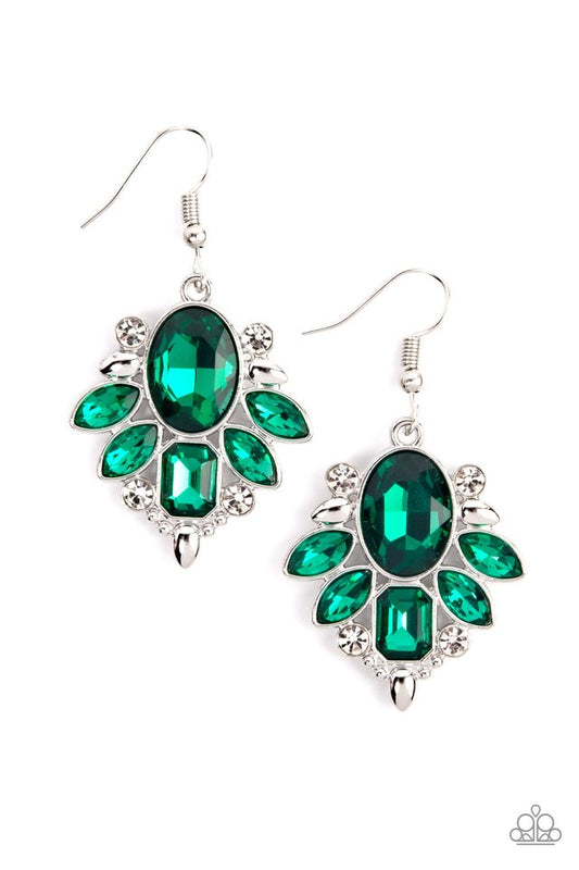 Glitzy Go-Getter - Green - Paparazzi Earring Image