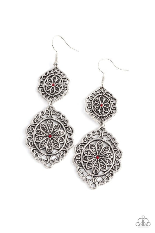 Floral Favorite - Red - Paparazzi Earring Image