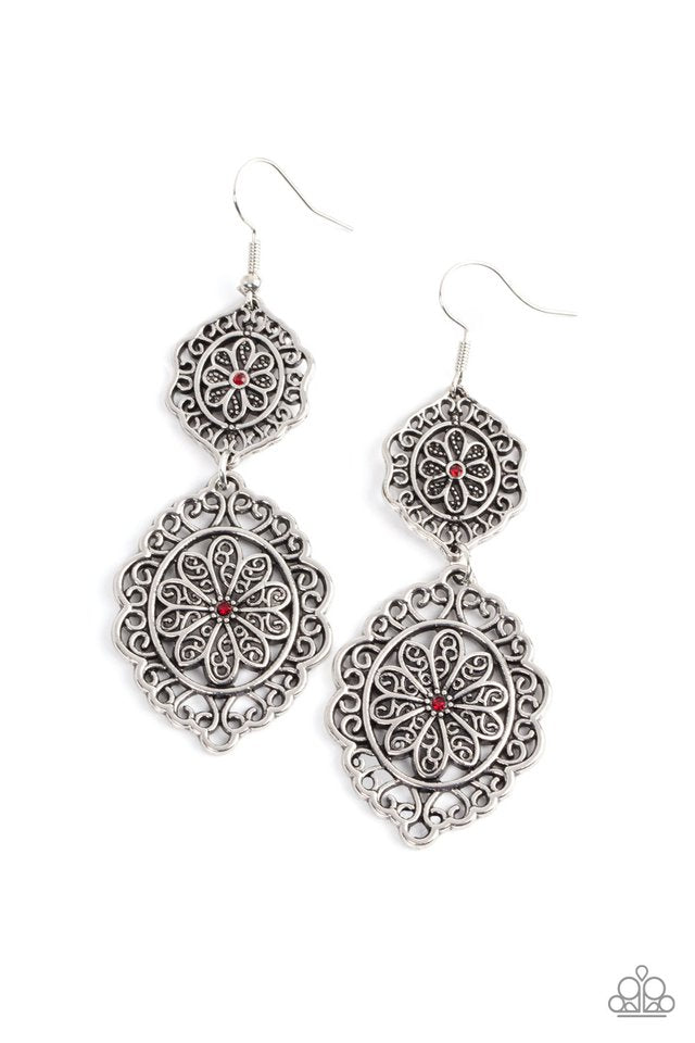Floral Favorite - Red - Paparazzi Earring Image