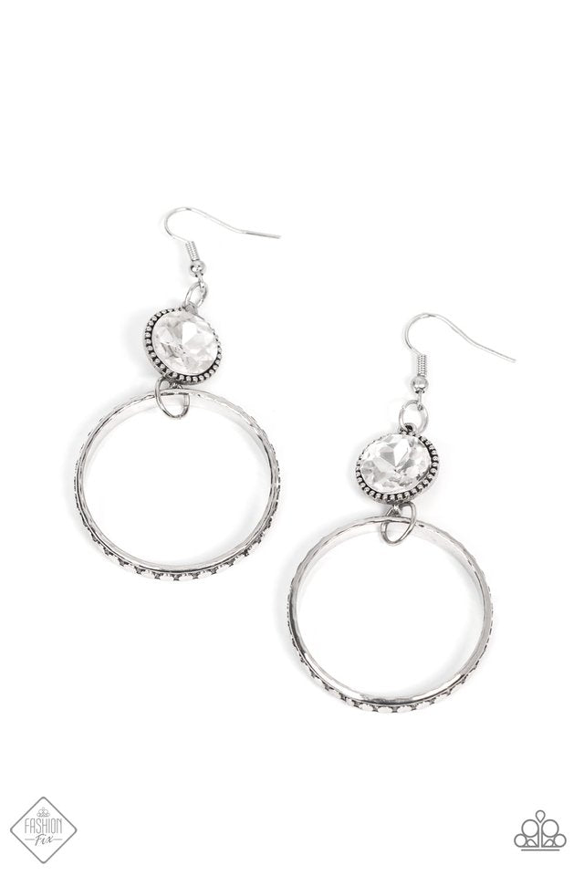 Standalone Sparkle - White - Paparazzi Earring Image