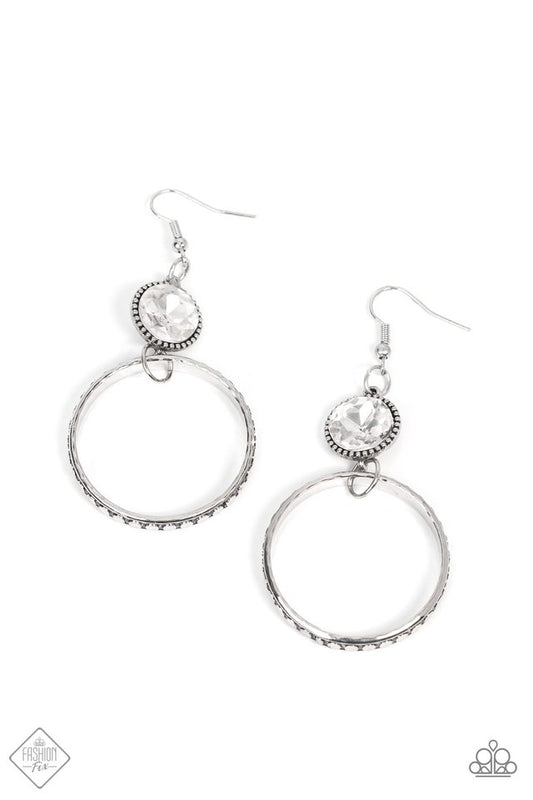 Standalone Sparkle - White - Paparazzi Earring Image