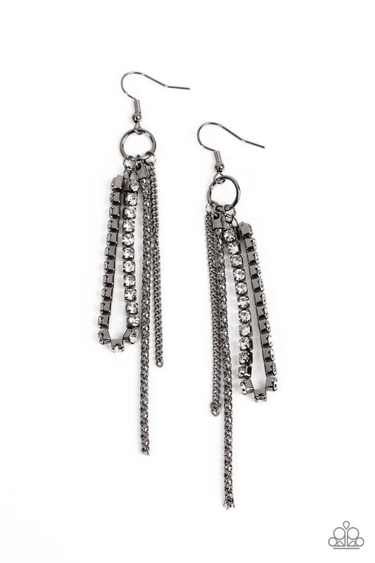 Swing Dance Dazzle - Black - Paparazzi Earring Image