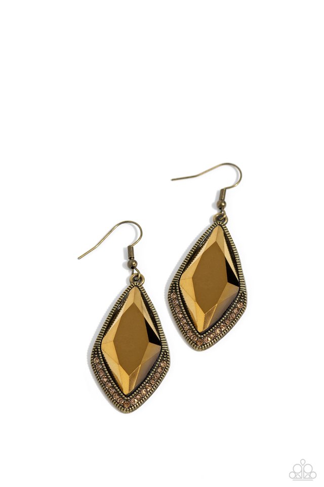Deco Dazzle - Brass - Paparazzi Earring Image