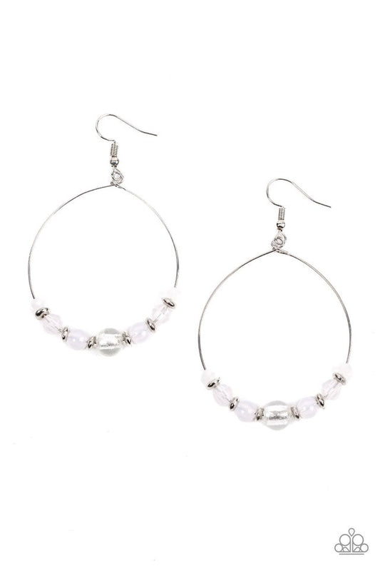 Ambient Afterglow - White - Paparazzi Earring Image