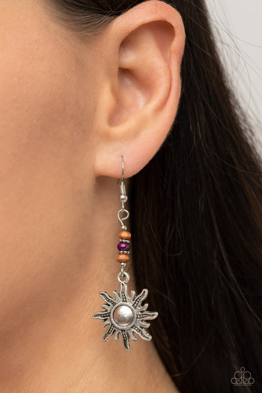 Sunshiny Days - Purple - Paparazzi Earring Image