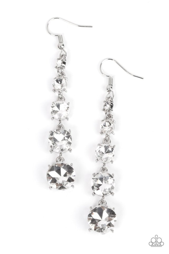 Red Carpet Charmer - White - Paparazzi Earring Image