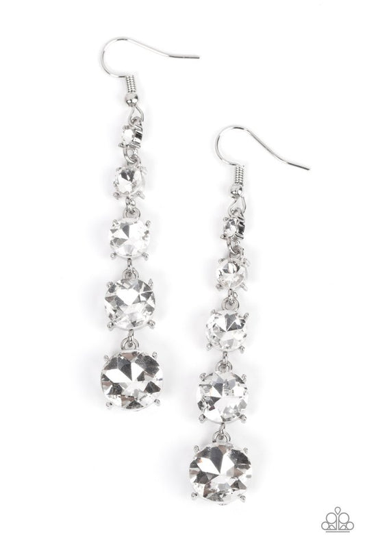 Red Carpet Charmer - White - Paparazzi Earring Image