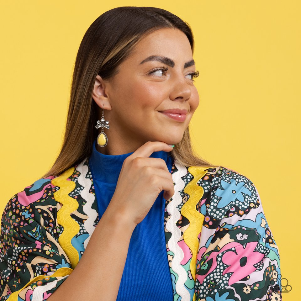 Brightly Blooming - Yellow - Paparazzi Earring Image
