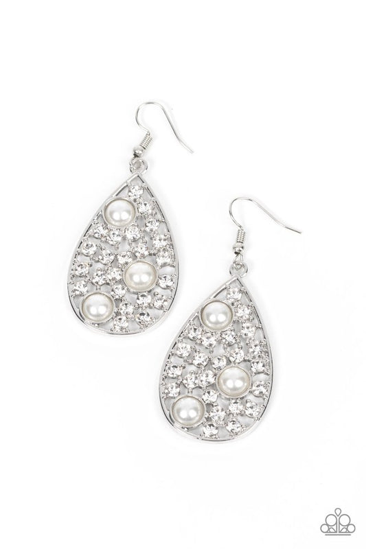 Bauble Burst - White - Paparazzi Earring Image