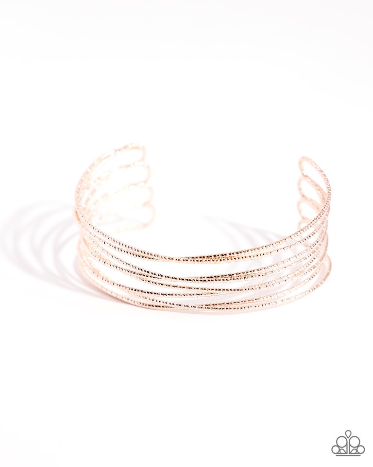Monochromatic Crossover - Rose Gold - Paparazzi Bracelet Image