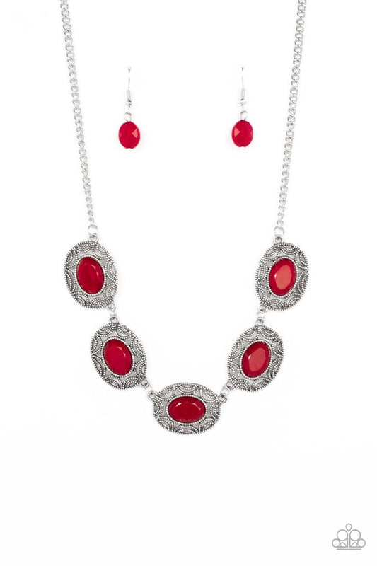 Sunshiny Shimmer - Red - Paparazzi Necklace Image