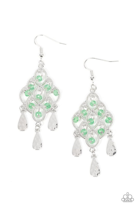 Sentimental Shimmer - Green - Paparazzi Earring Image