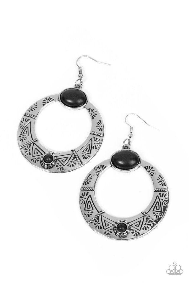 Garden Glyphs - Black - Paparazzi Earring Image